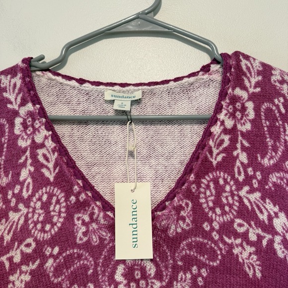 Sundance NWT Pink V-Neck Bandana Print Lisbet Sweater Size Small - Picture 3 of 7